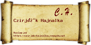 Czirják Hajnalka névjegykártya